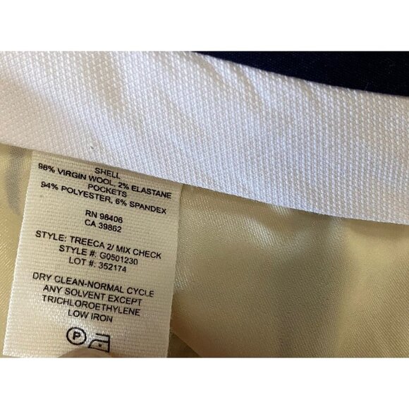 Theory Sz 10 Pants Treeca Plaid Check Blue Cream Crop Wool Trousers Classic - Picture 7 of 10